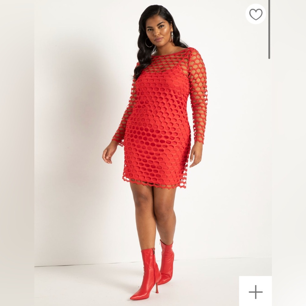 Eloquii Vibrant Red Long Sleeve Dress